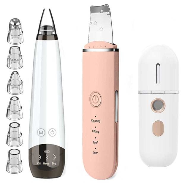 FIEEZOE Ultrasonic Skin Scrubber Deep Face Cleaning Blackhead Remover Face Massager Skincare Nano Mist Sprayer Acne